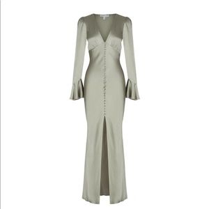 Shona Joy LA LUNE FRILL CUFF BIAS MIDI - SAGE